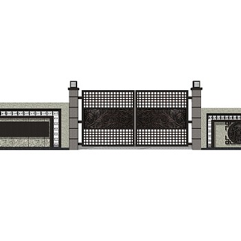 中式大门入口草图大师模型，大门入口sketchup模型免费下载