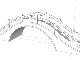 中式拱桥草图大师模型下载、拱桥su模型下载