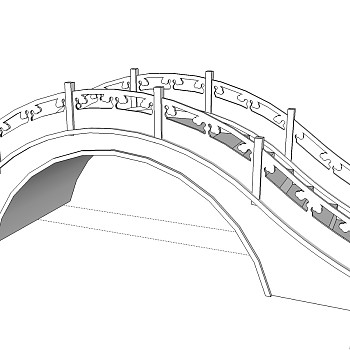 中式拱桥草图大师模型下载、拱桥su模型下载
