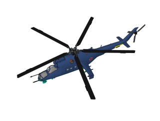 现代雌鹿武装运输直升机su模型下载，运输直升机草图大师模型