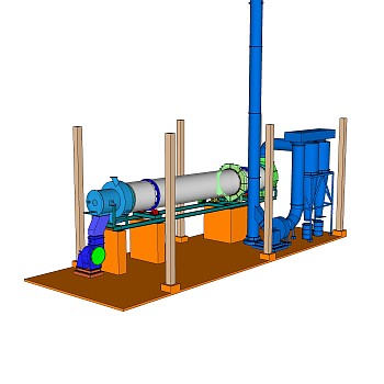 现代转筒烘干机草图大师模型，烘干机sketchup模型下载