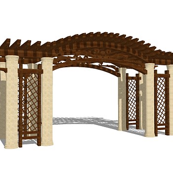欧式廊架草图大师模型，廊架sketchup模型下载