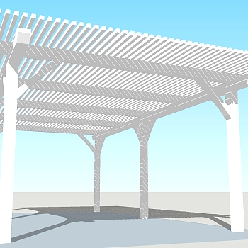 现代简约景观廊架草图大师模型，景观廊架sketchup模型下载