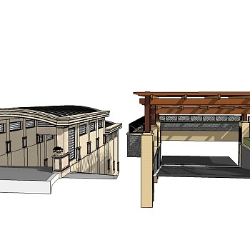 现代地下车库入口草图大师模型，车库入口sketchup模型下载