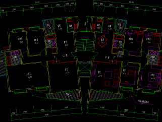 一梯两户多层户型图，住宅户型图CAD施工图纸下载