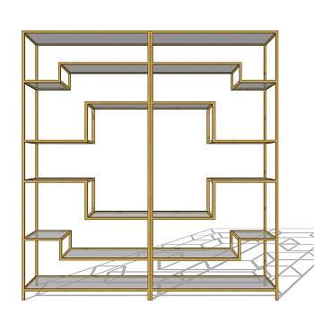 新中式隔断书架草图大师模型，现代书柜效果图su模型