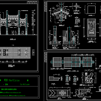 牌楼建筑施工图，牌楼CAD建筑图纸下载