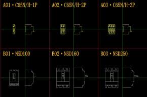 原创常用空气开关CAD施工图，空气开关CAD图纸下载