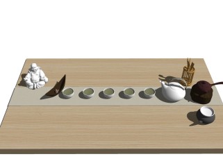 现代带茶宠茶具草图大师模型，带茶宠茶具sketchup模型下载