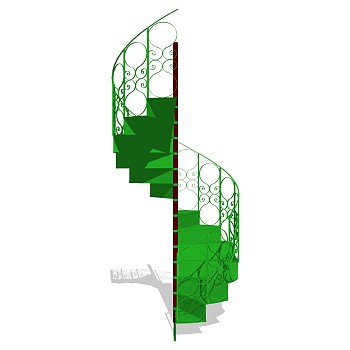 欧式铁艺螺旋楼梯草图大师模型，铁艺螺旋楼梯sketchup模型免费下载