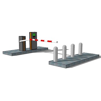现代车行道闸SU模型，车行道闸SKP模型下载