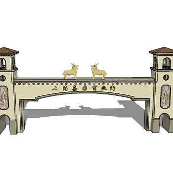 欧式入口大门sketchup模型下载，入口大门skb模型分享