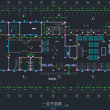 仿古会所酒店建筑CAD图纸，会所酒店CAD建筑图纸下载