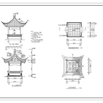 古建四角亭施工详图免费下载