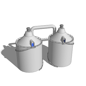 现代工业筒仓su模型下载，筒仓草图大师模型