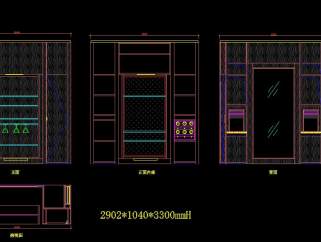 原创轻奢风格木饰面房门柜子CAD模块，原创柜子CAD图块下载