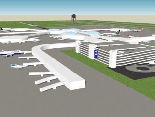 现代机场草图大师模型，机场sketchup模型