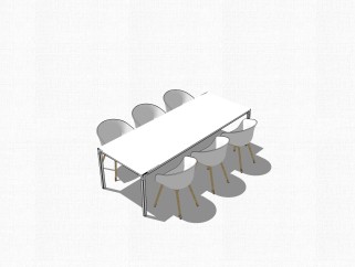 现代白色简约会议桌su模型，会议桌sketchup模型下载