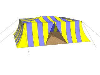 现代简约户外帐篷su模型，帐篷skb文件下载