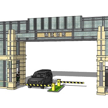 欧式入口大门草图大师模型下载，入口大门SU模型分享