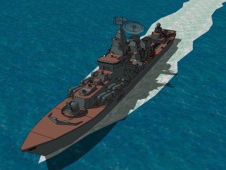 现代军舰草图大师模型，军舰sketchup模型