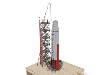 现代航天器火箭草图大师模型，火箭sketchup模型下载