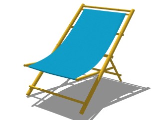 现代竹制躺椅草图大师模型，躺椅su模型下载
