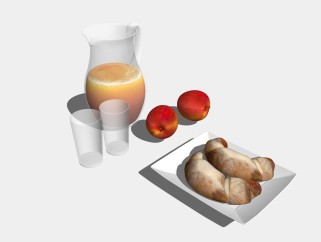  现代营养早餐草图大师模型，早餐sketchup模型下载