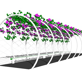 欧式铁艺拱形廊架草图大师模型，铁艺拱形廊架sketchup模型下载
