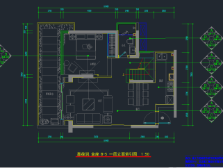 现代风格样板房CAD施工图下载、现代风格样板房dwg文件下载