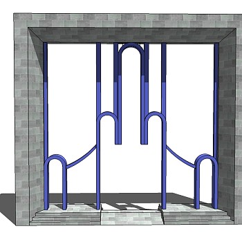 现代铁门入口大门su模型下载、入口大门草图大师模型下载