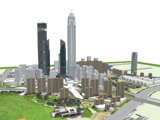 现代城市建筑外观草图大师模型，城市建筑外观sketchup模型下载