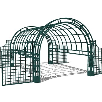 欧式铁艺廊架草图大师模型，铁艺廊架sketchup模型下载