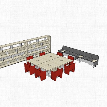 现代实木会议桌草图大师模型，会议桌skp模型下载