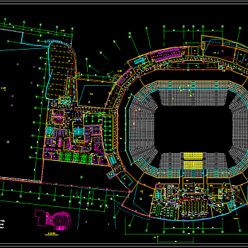 内蒙古体育馆智能照明系统全套图纸，电气照明CAD图纸下载