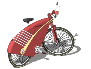 未来简约自行车 SU模型，自行车草图大师模型下载