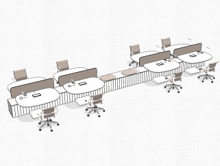 现代办公桌草图大师模型，办工桌sketchup模型下载