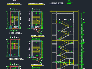 整套普通楼梯CAD素材，楼梯CAD施工图纸下载