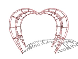 现代婚礼心形拱门草图大师模型，婚礼su模型下载