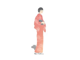 日式2D人物草图大师模型，艺妓SU模型下载