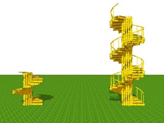 现代竹制螺旋楼梯su模型，竹制品草图大师模型下载
