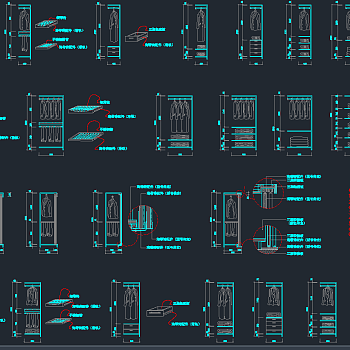 衣柜CAD施工图模板下载、衣柜dwg文件下载
