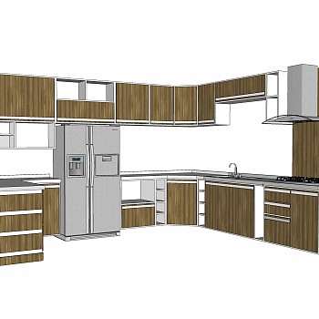 现代厨房柜免费su模型，厨房柜sketchup模型下载