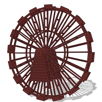 水车景观草图大师模型，简约水车sketchup模型下载