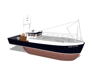 现代渔船sketchup模型，货船skb文件下载