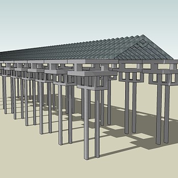 现代廊架草图大师模型，廊架sketchup模型下载
