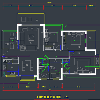 现代简约家装cad施工图下载、现代简约家装dwg文件下载