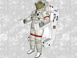 现代太空宇航员草图大师模型，人物su模型免费下载
