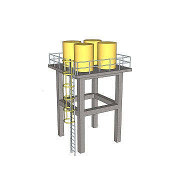 现代工业水塔sketchup模型，水塔草图大师模型下载