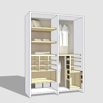 现代简约衣柜草图大师模型，衣柜sketchup模型